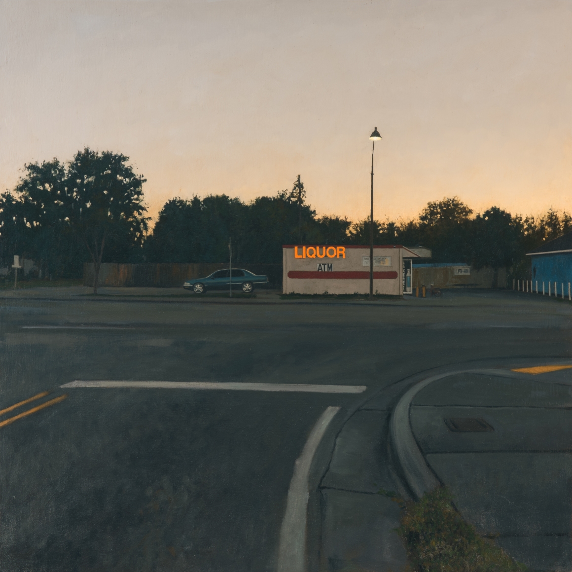linden frederick, Liquor (SOLD), 2016, oil on linen, 36 x 36 inches, this painting inspired the short story, American Rye Whiskey, by Lawrence Kasdan
