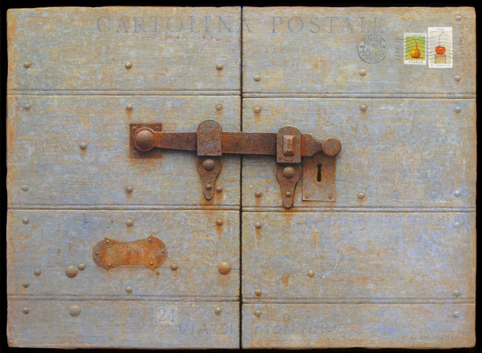 Alan Magee, Latch, 2010, acrylic and oil on panel, 16 x 22 inches