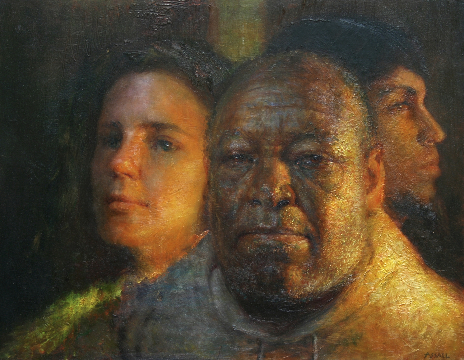 Steven Assael, Otis, Martha and Ben, 2008, oil on panel, 14 x 18 inches