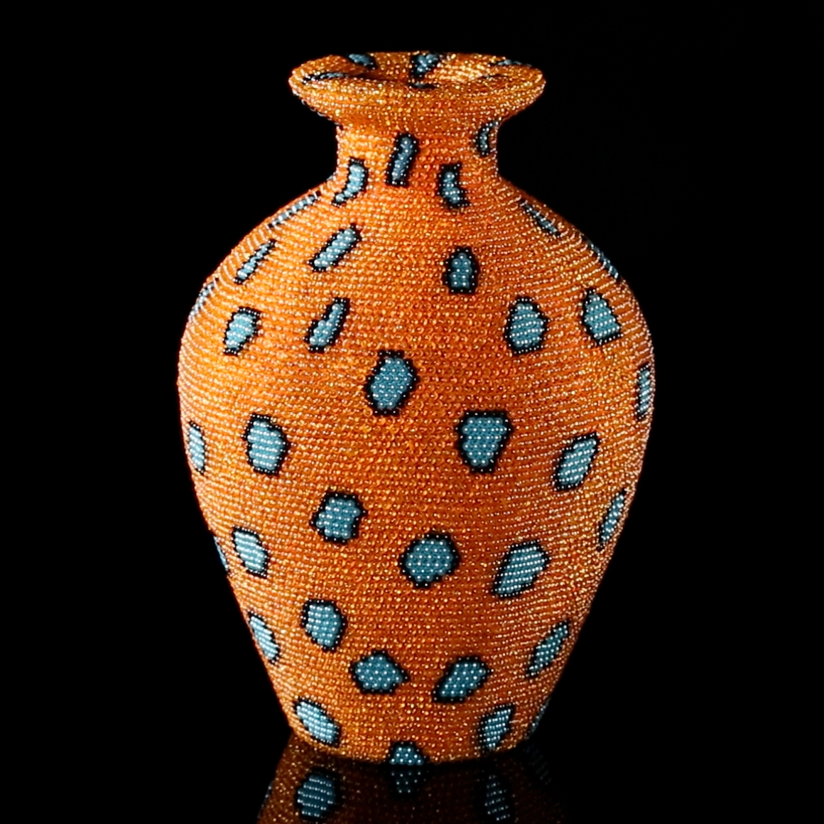 david mach, Coral Orange, 2012, plastic ball pins on foam, 12 x 8 1/4 x 8 1/4 inches