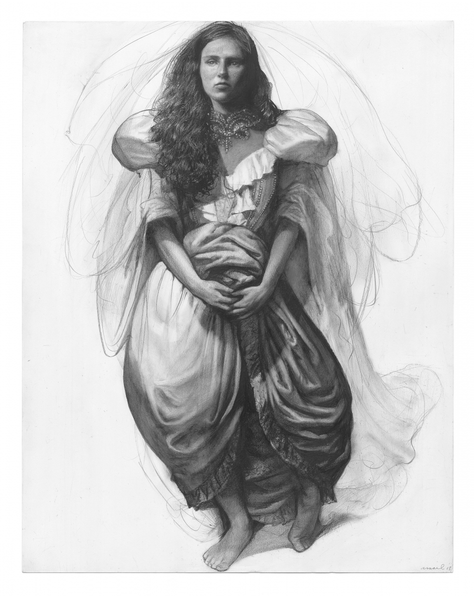 Steven Assael, Wedding Study, 2013, graphite and crayon on paper, 14 x 10 3/4 inches