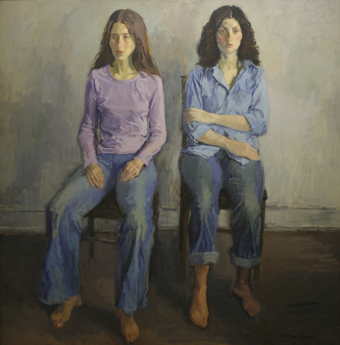 Raphael Soyer, Two Models, 1980, oil on canvas, 51 x 49 1/2 inches