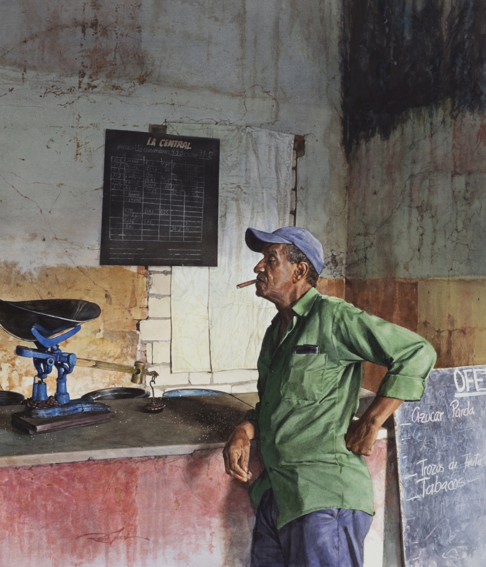 Rance Jones, Azucar y Tabaco (Tobacco and Sugar), 2020, watercolor on paper, 21 x 18 inches