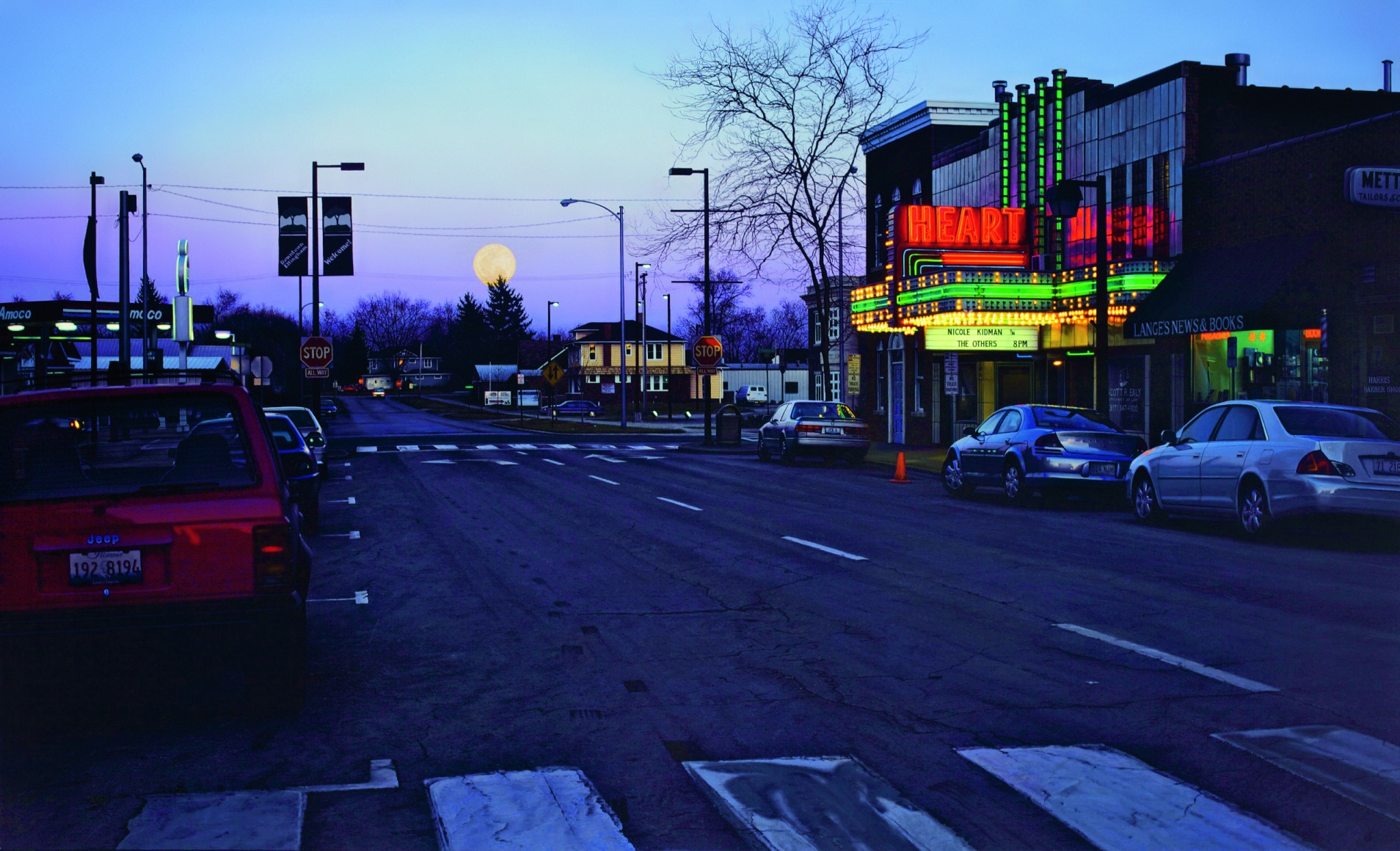 davis cone, Heart Nocturne / Harvest Moon (SOLD), 2007-8, acrylic on canvas, 36 x 59 1/4 inches