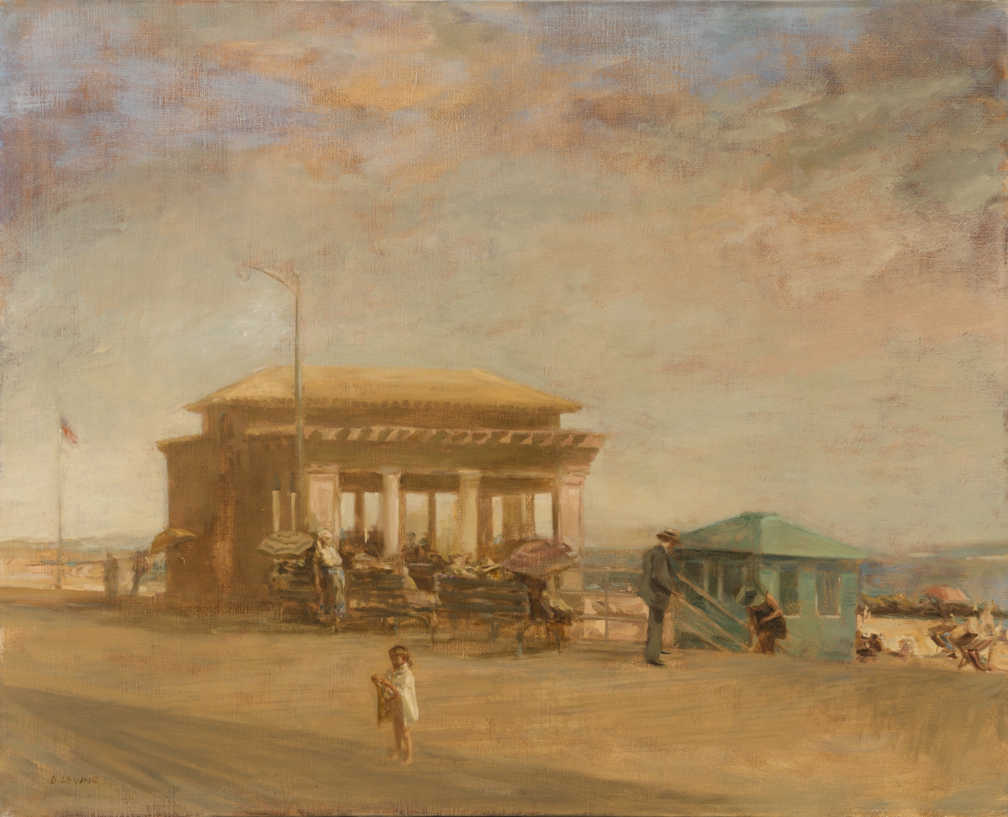 david levine, Boardwalk Pavillion, oil on canvas, 27 x 32 inches