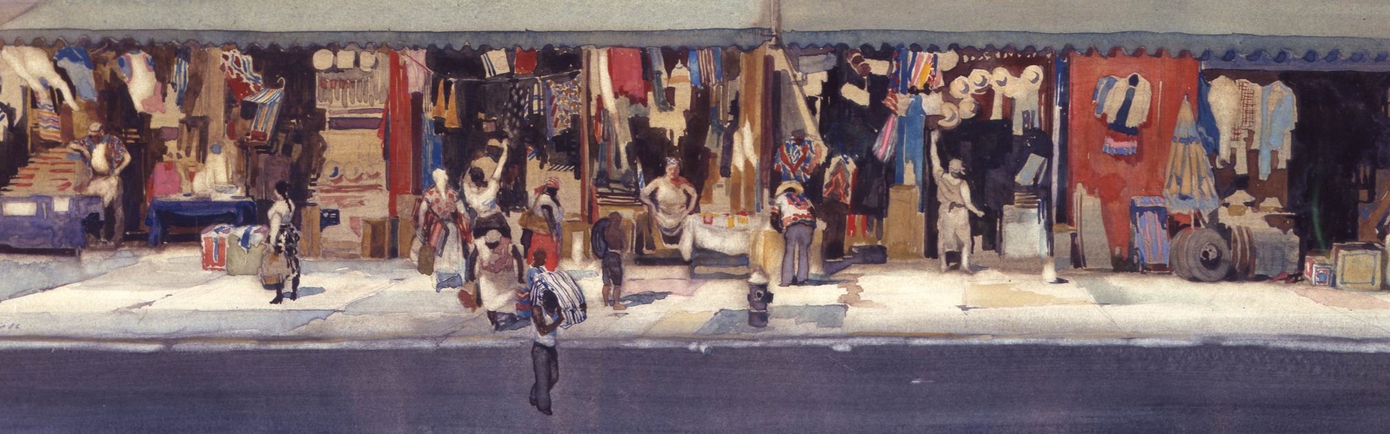 david levine, Delancey at Coney, 1986 watercolor on paper 7 1/2 x 22 1/2 inches, Private collection, West Orange, NJ