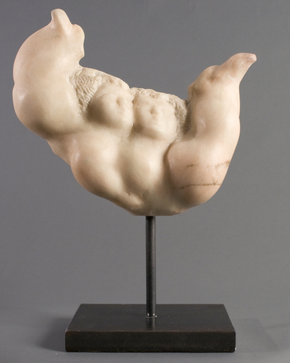 Chaim Gross, Embrace, 1951, pink alabaster, 15 h x 12 1/4 w x 5 ½ d inches at base