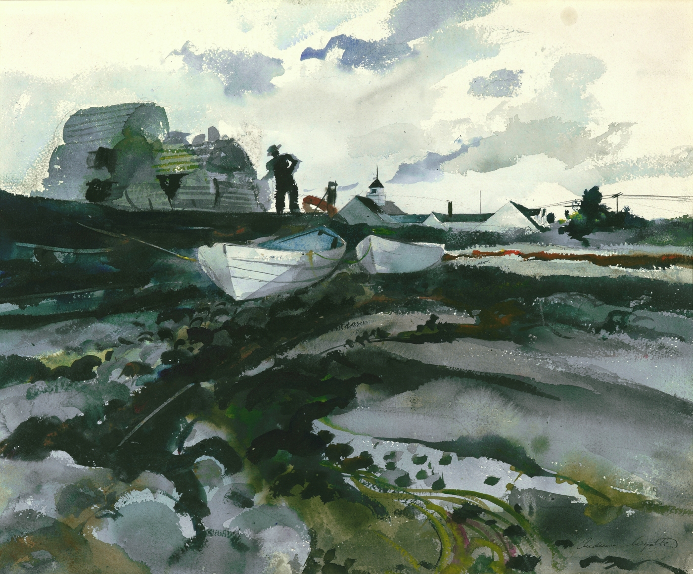 Andrew Wyeth, Cooks Wharf, 1940, watercolor on paper 17 3/8 x 21 3/8 inches