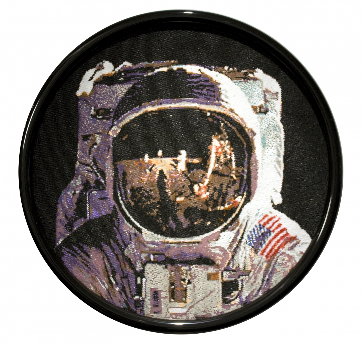 david mach, Neil Armstrong, 2013, pushpins, 39 1/2 inches diameter