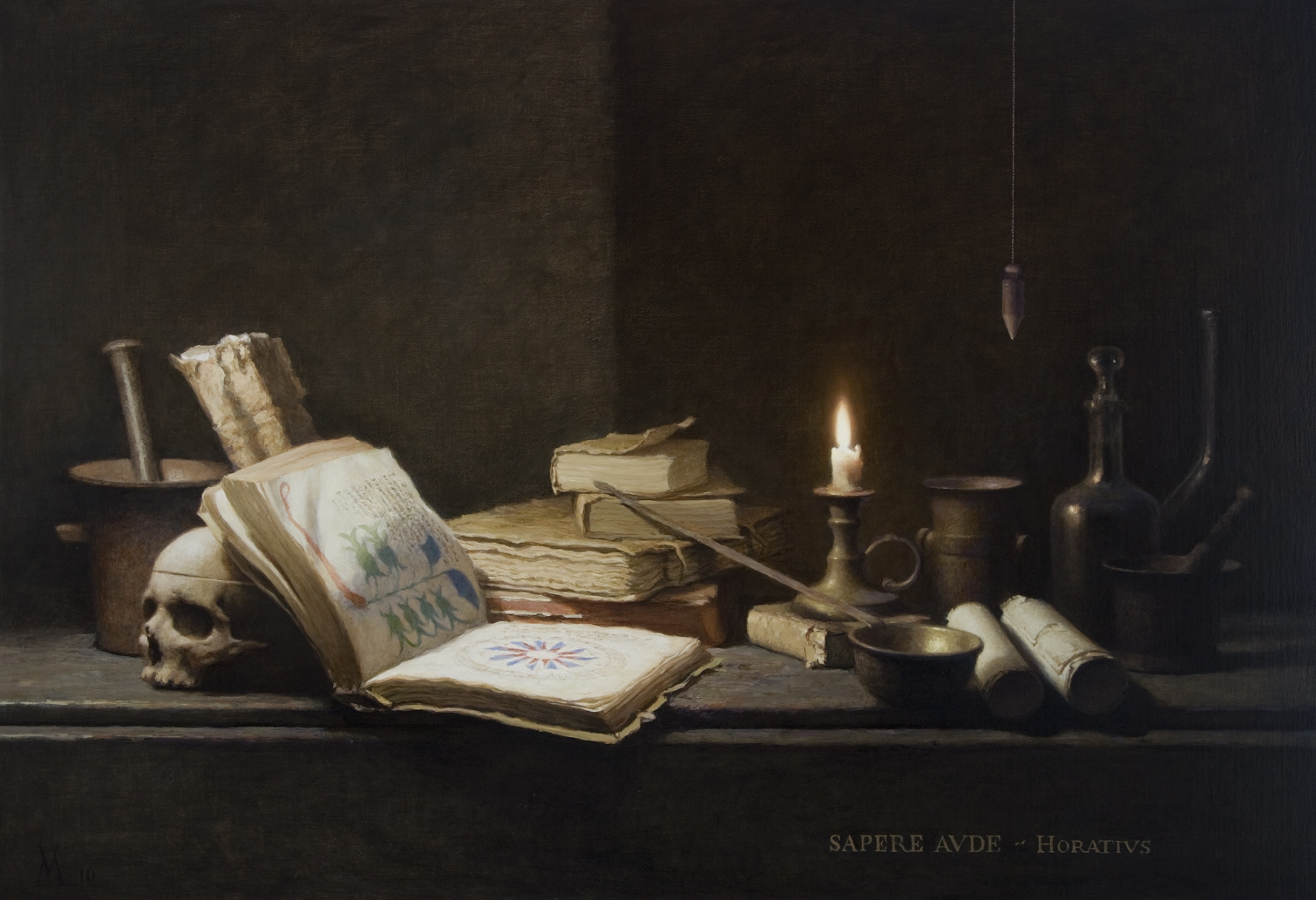 guillermo munoz vera, Voynich Manuscript, 2010, oil on canvas on panel, 33 x 48 inches