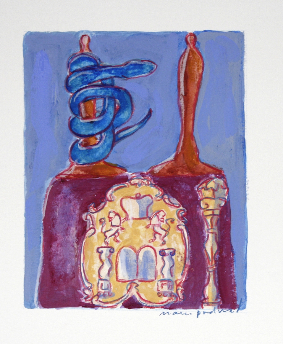 Mark Podwal, Good and Evil, 2008, acrylic, gouache & colored pencil on paper, 7 1/2 x 5 3/4 inches