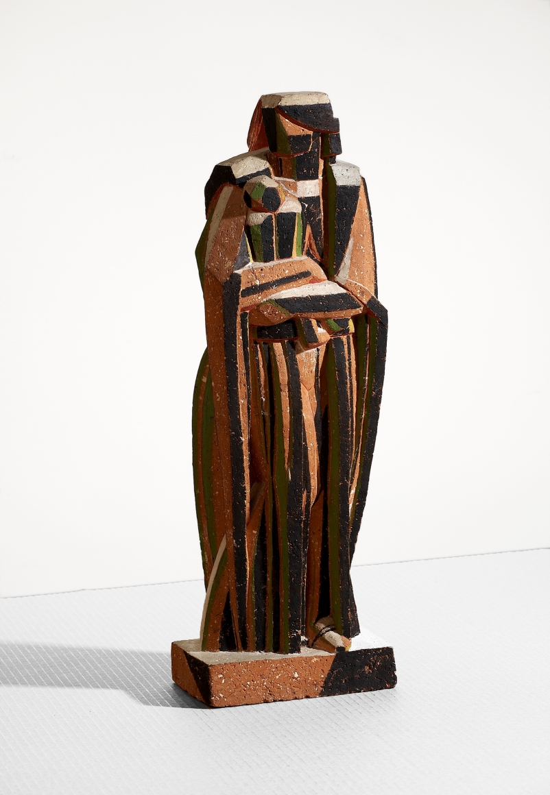 John Storrs, Modern Madonna, c. 1918, polychromed cast stone, 23 h x 7 1/2 w x 5 d inches, unique