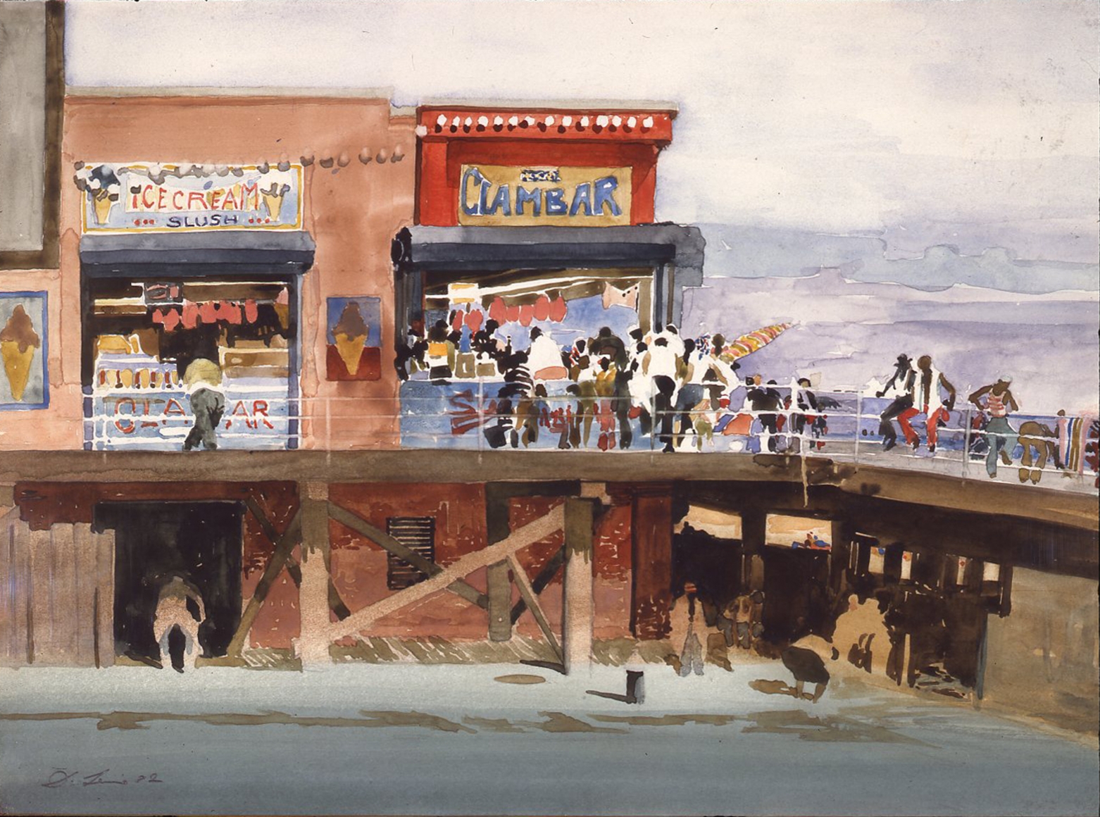 david levine, Coney Cul-de-Sac, 1981-82 watercolor 10 1/2 x 14 1/2 inches, Private collection, Far Hills, NJ