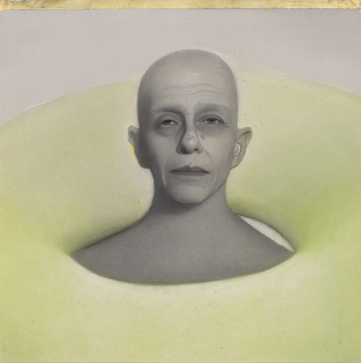 susan hauptman, Self Portrait, 2013, charcoal and mixed media on paper, 33 1/4 x 33 1/4 inches