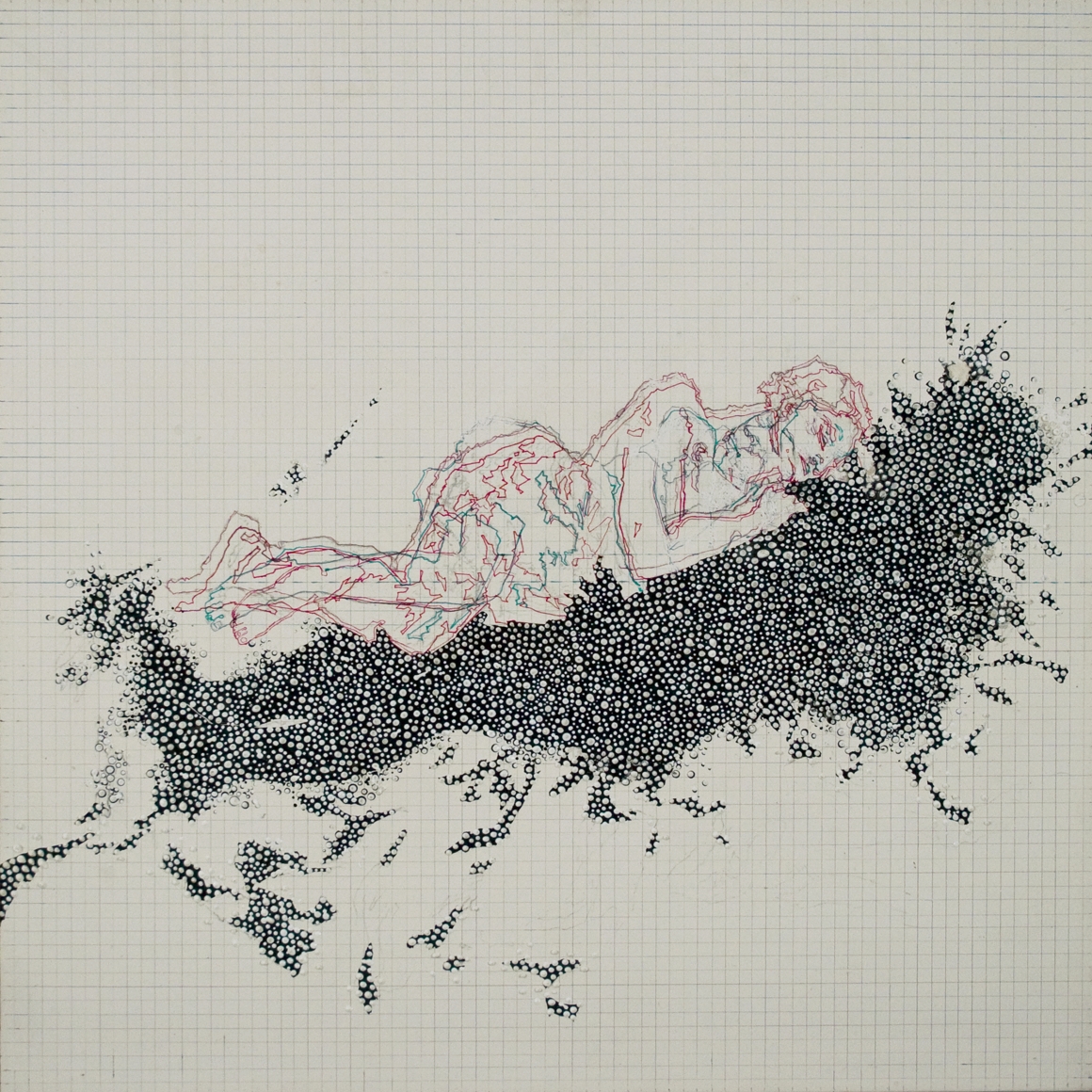 Amélie Chabannes, Bride of the Wind #2, 2010, acrylic, ink and tracing paper on wood panel, 19 3/4 x 19 3/4 inches