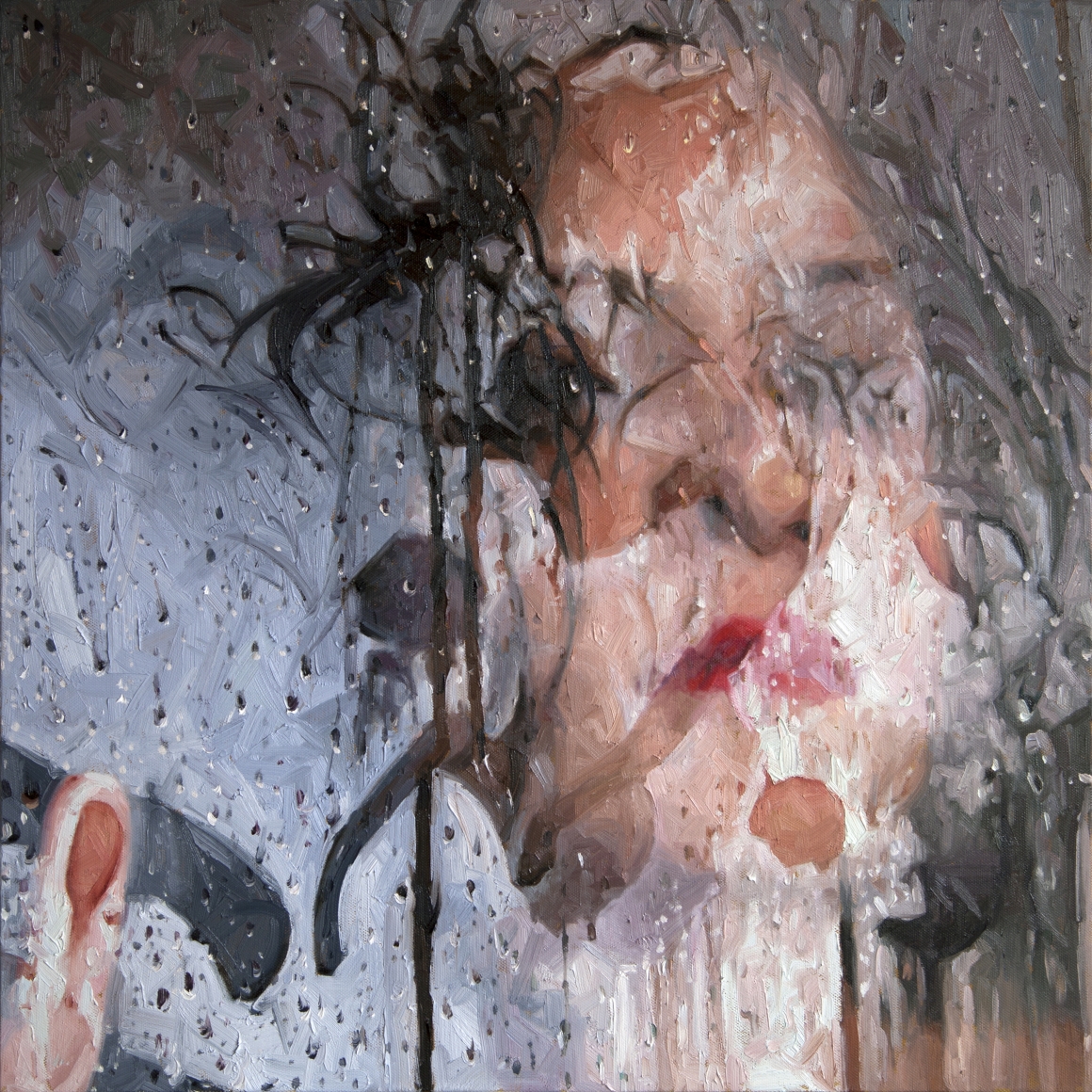 alyssa monks, Hole (SOLD), 2017, oil on linen, 32 x 32 inches