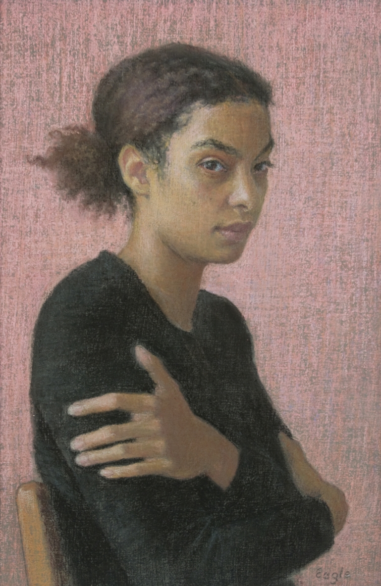 Ellen Eagle Pigeon Glancing, 2011, pastel on pumice board, 9 11/16 x 6 3/8 inches