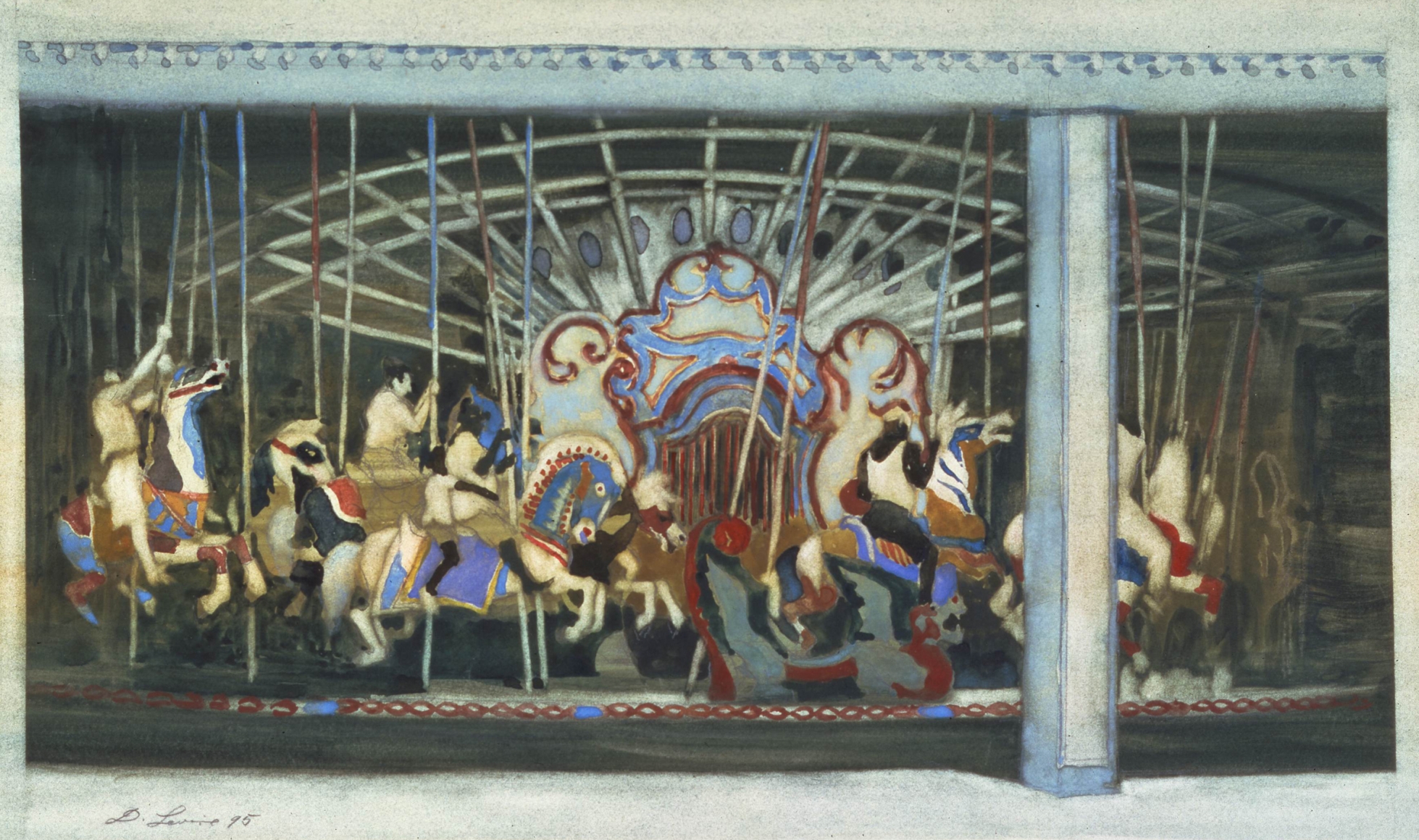 david levine, Carousel, 1995 watercolor on paper 11 3/8 x 14 1/4 inches, Private collection, New York, NY