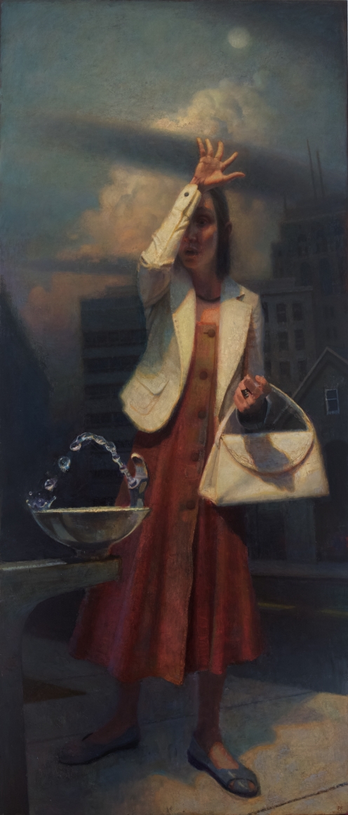 Paul Fenniak, Fountain, 2019, oil on canvas, 70 x 30 inches