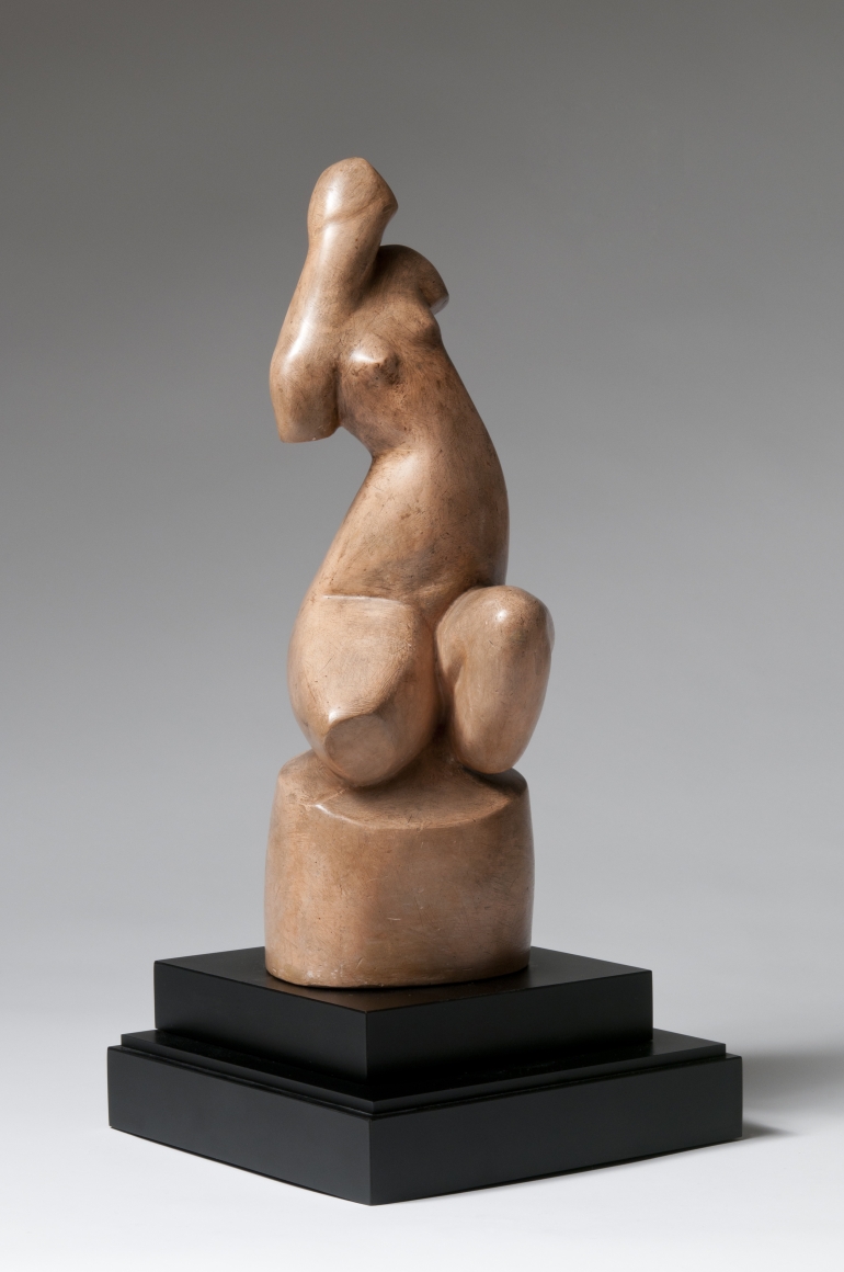 Alexander Archipenko, Kauernde (Crouching), 1912, colored plaster, 15 3/8 h x 5 7/8 w x 5 d inches, Private Collection, Courtesy of Fodera Fine Art Conservation, Ltd.