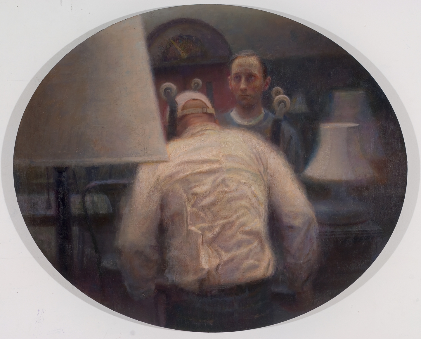 paul fenniak, Moving Day, 2016, oil on wood panel, 20 x 24 inches, oval
