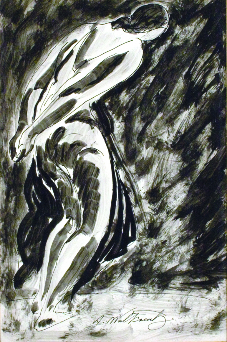 Abraham Walkowitz Dancer Preparing (Isadora Duncan), nd, ink & wash on paper, 14 x 9 inches