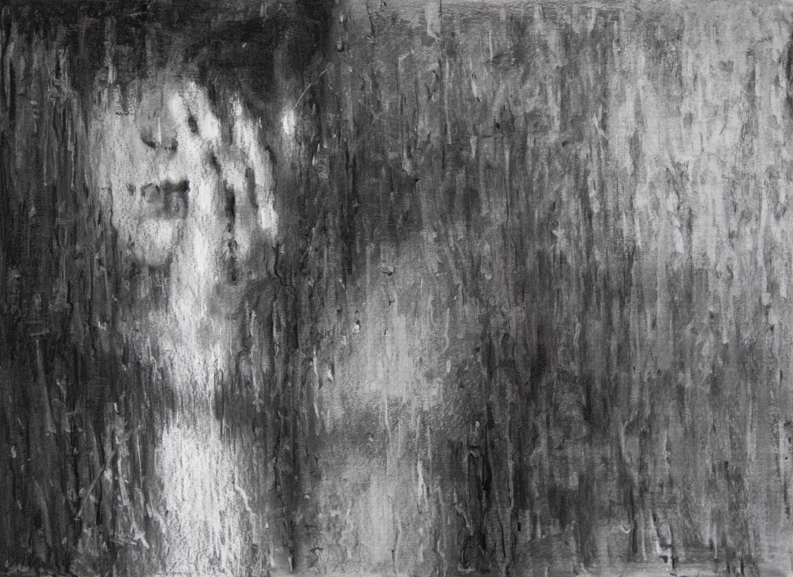 alyssa monks, Rain Drawing, 2018, charcoal on paper, 17 1/2 x 24 inches
