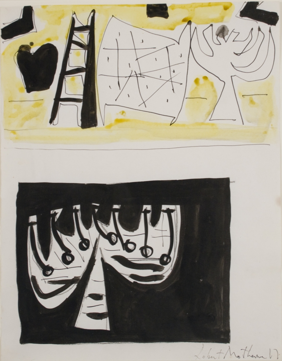 Robert Motherwell, Study for "The Wall of the Temple", c. 1950, ink and watercolor on paper, 14 x 11 inches