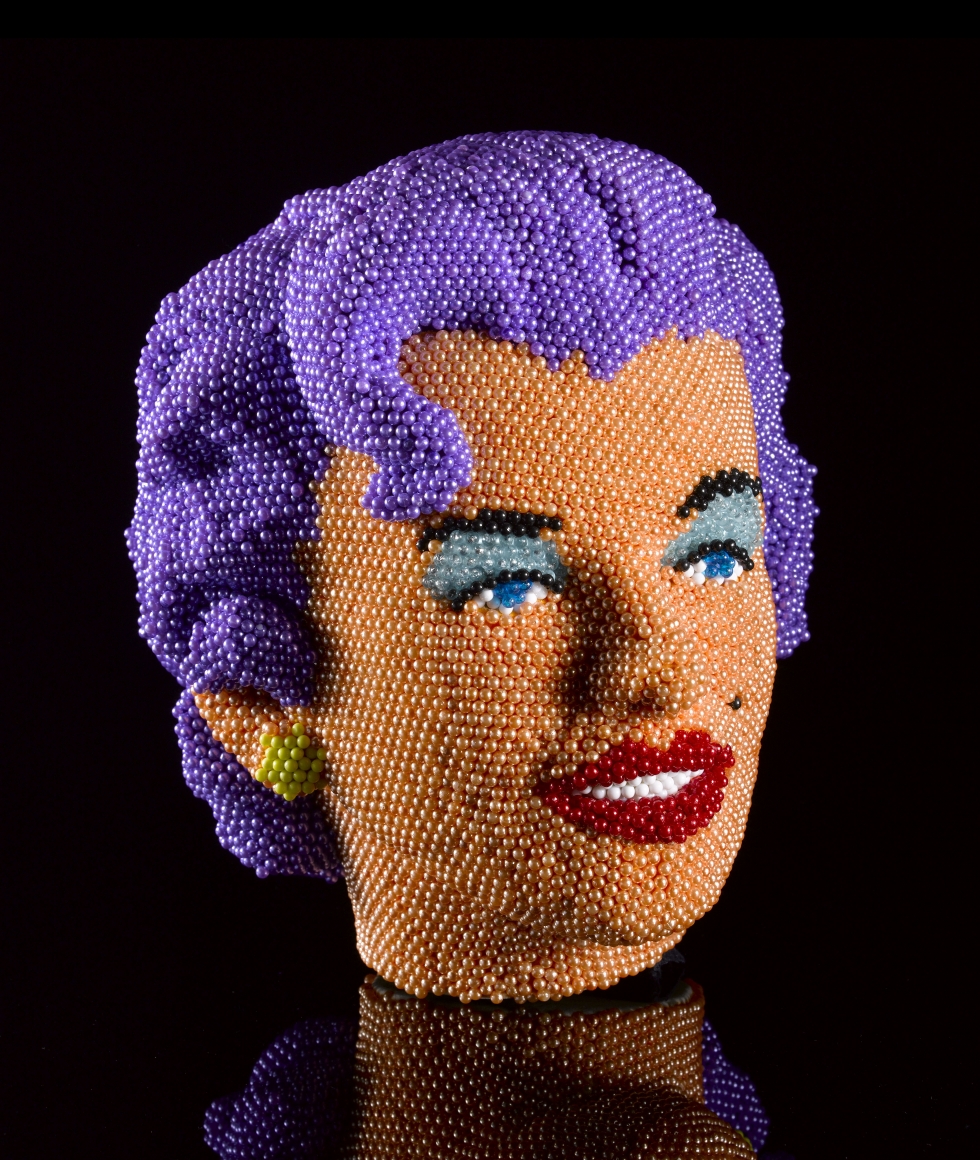 david mach, Purple Rinse, 2012, plastic ball pins on foam, 8 1/4 x 10 1/4 x 9 1/2 inches