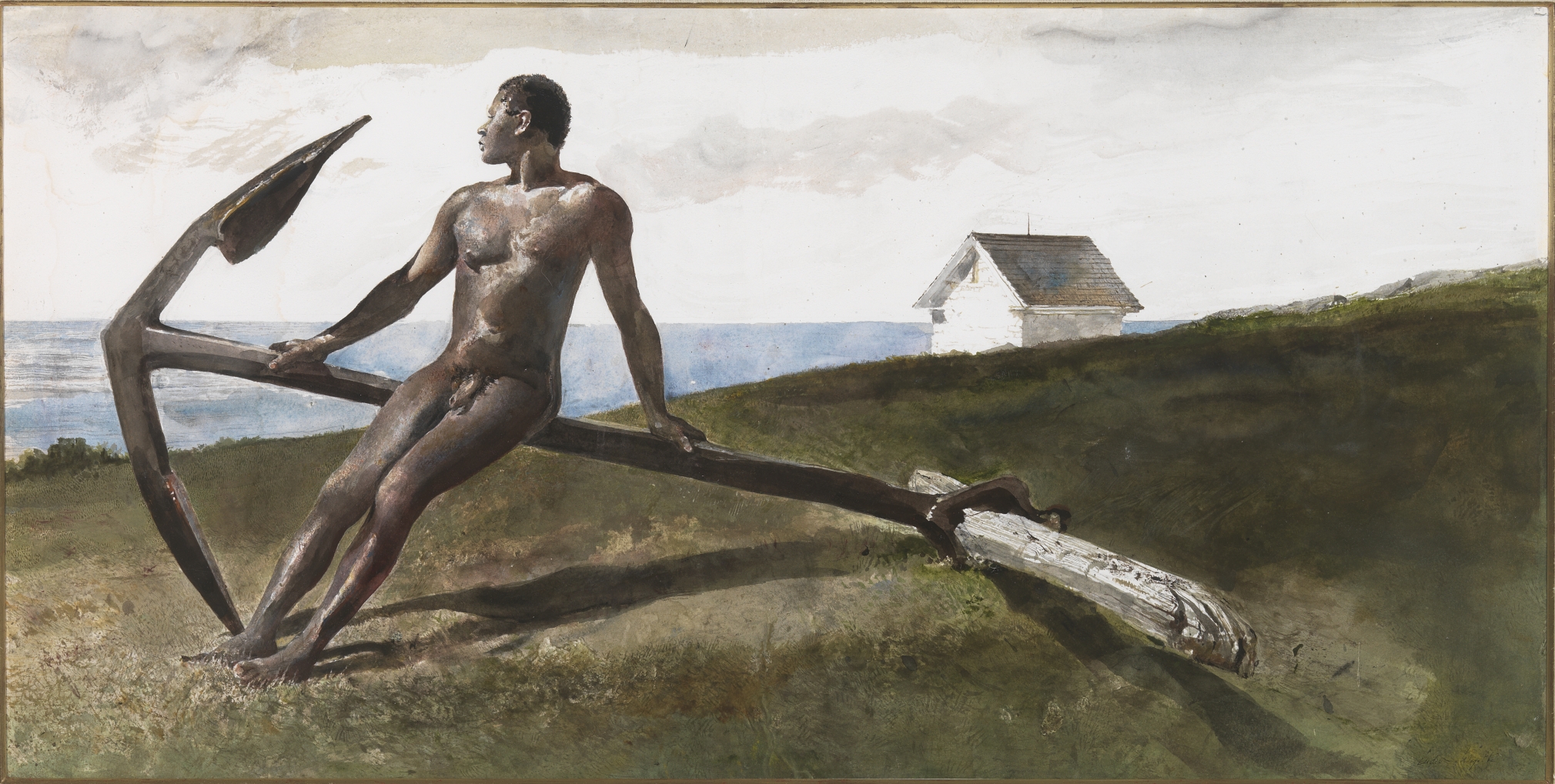 Andrew Wyeth Anchor Man, 1983 drybrush watercolor on paper 17 x 34 inches