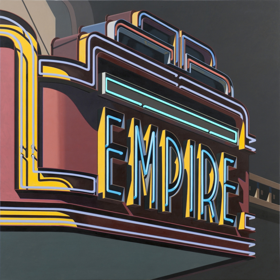Robert Cottingham, Empire III, 2011, oil on canvas, 78 x 78 inches