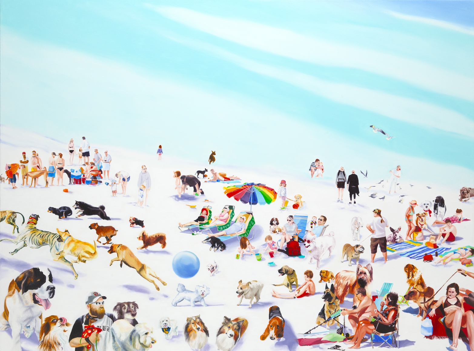 megan rye, Dog Beach, 2011, oil on canvas, 55 x 74 inches