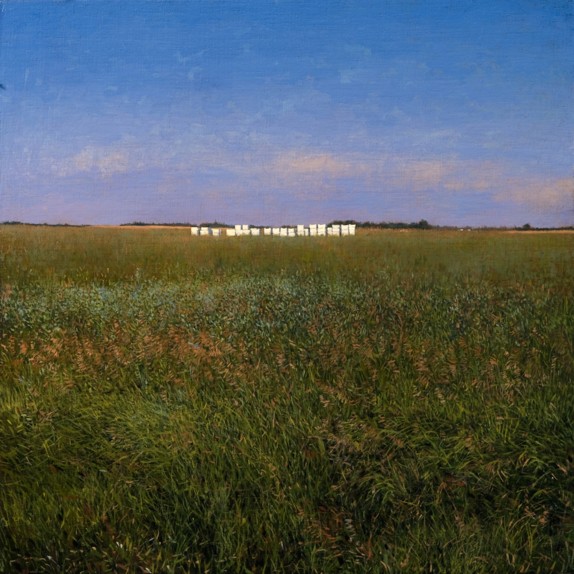 Linden Frederick, Bee Keeper (SOLD), 2008, oil on panel, 12 1/4 x 12 1/4 inches