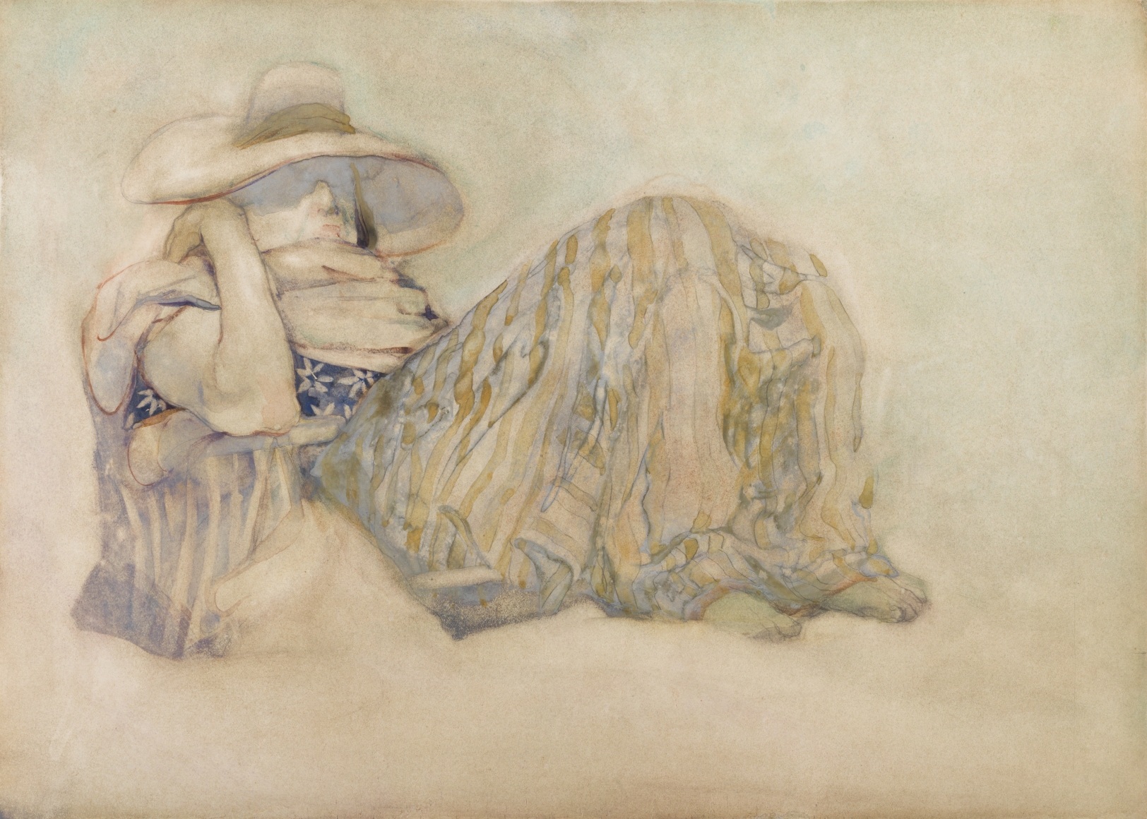 David Levine, Old Glory Faded, 1967, watercolor on paper, 14 x 19 3/4 inches
