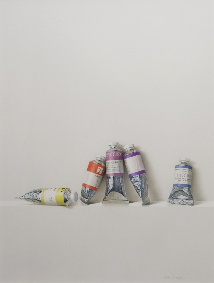 alan magee, Paint Tubes, 1980, watercolor on paper, 22 x 16 inches