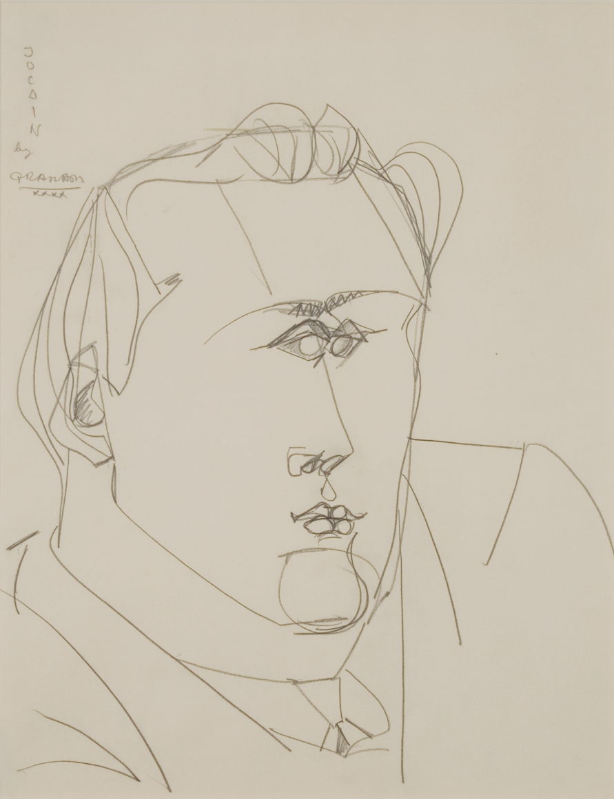 John Graham, Portrait of Jo Cain, 1940, pencil on paper, 16 1/2 x 13 inches