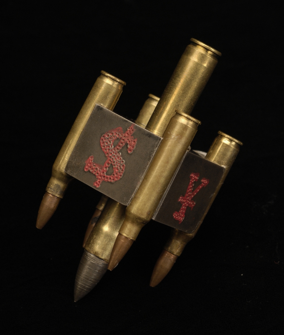 Al Farrow, Dreidel, 2011, bullets, steel, 4 x 1 ¾ x 1 ¾ inches
