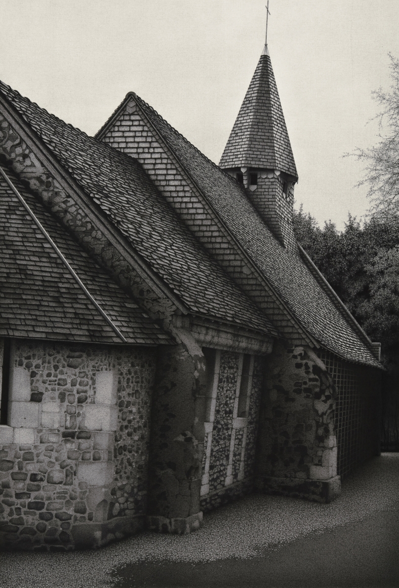anthony mitri, Chapelle 1, Normandy, France, 2010, charcoal on paper, 33 5/8 x 23 inches 41 x 30 inches