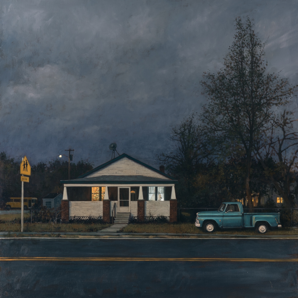 linden frederick, Dish (SOLD), 2016, oil on linen, 36 x 36 inches, this painting inspired the short story, The Walk, by Elizabeth Strout