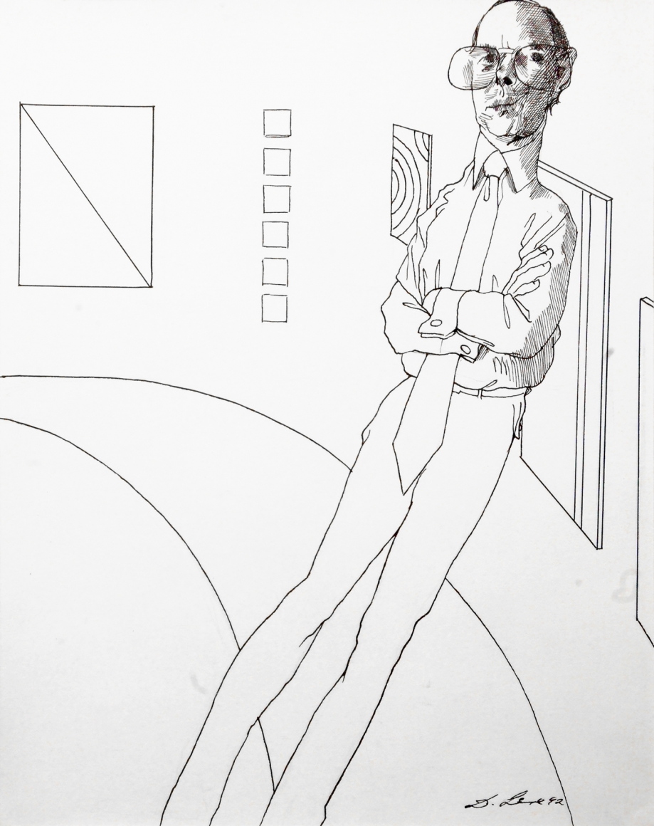 David Levine, Thomas Krens, 1992, pen and ink on paper, 14 x 11 inches