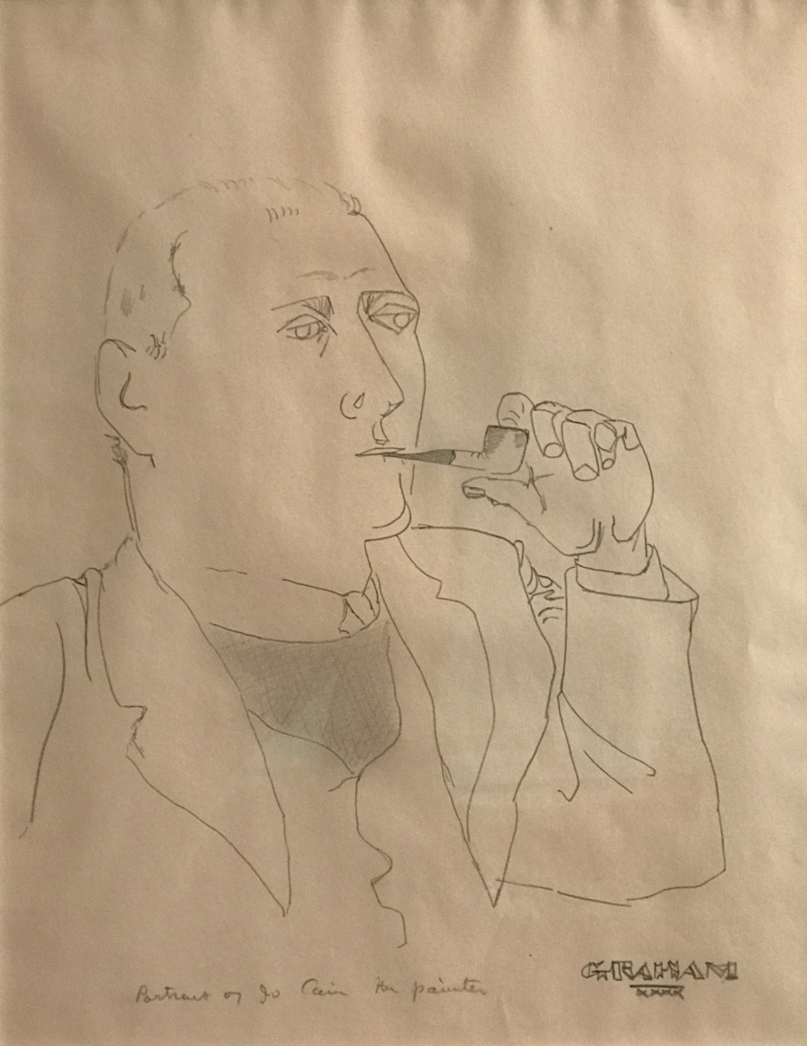 John Graham, Portrait of a Painter (Jo Cain), 1940, pencil on paper, 16 1/2 x 13 inches