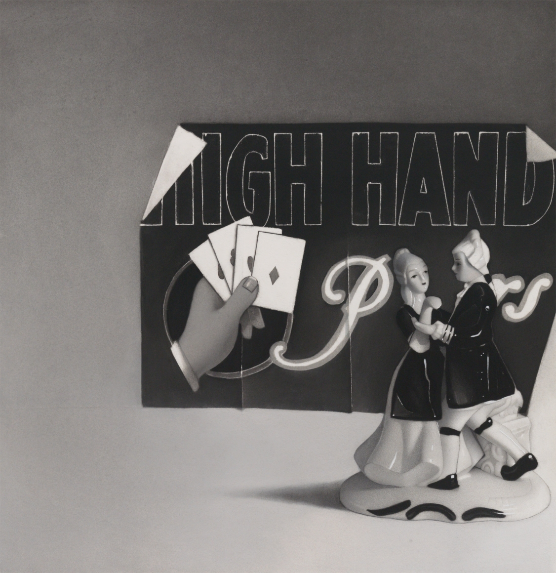 susan hauptman, Still Life (IGH HAND Ps), 2013, charcoal on paper, 32 x 34 inches