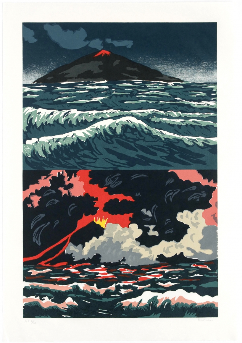 Bosman volcano woodcut