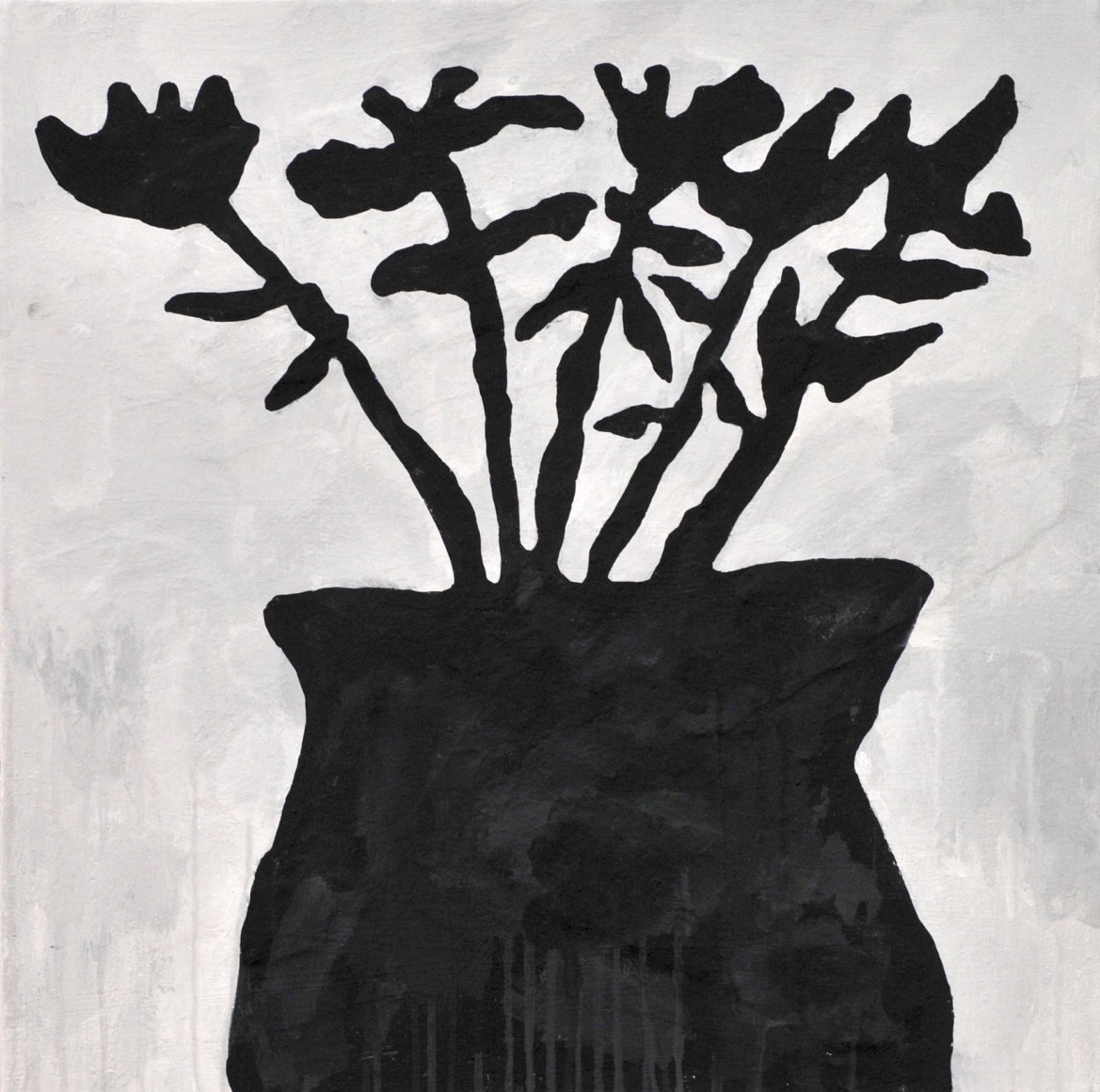 Donald Baechler, Black Flowers, 2018, Acrylic and fabric collage on canvas, Unique Art