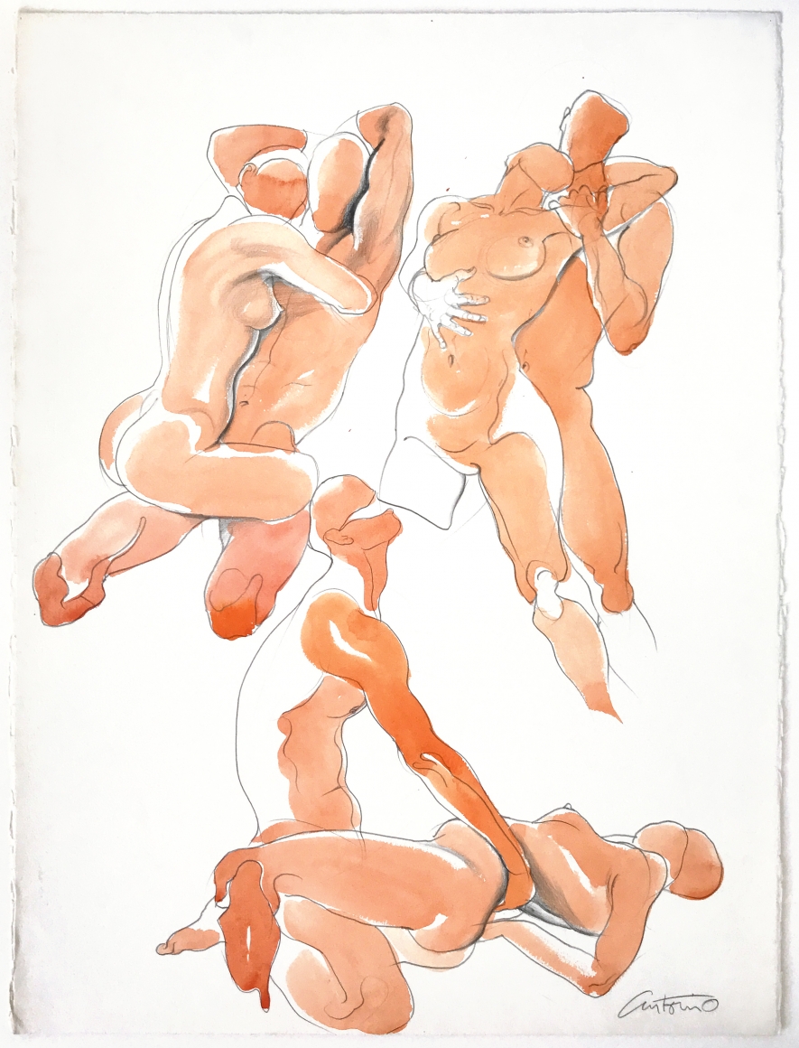 Drawing of three couples by Antonio Lopez