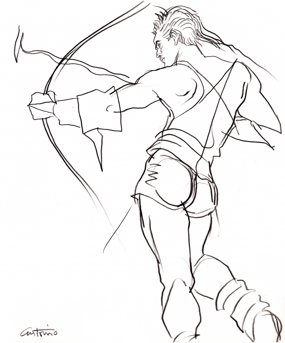 Drawing of archer by Antonio Lopez