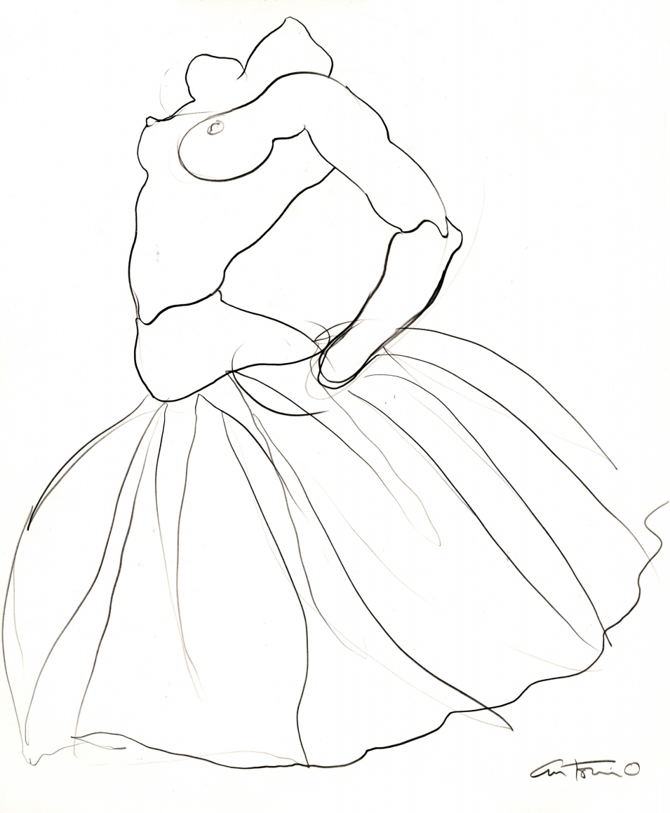 Drawing of ballerina by Antonio Lopez