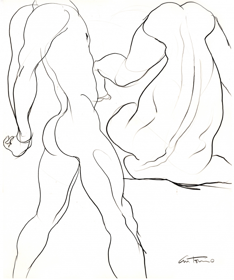 Drawing of gymnast by Antonio Lopez