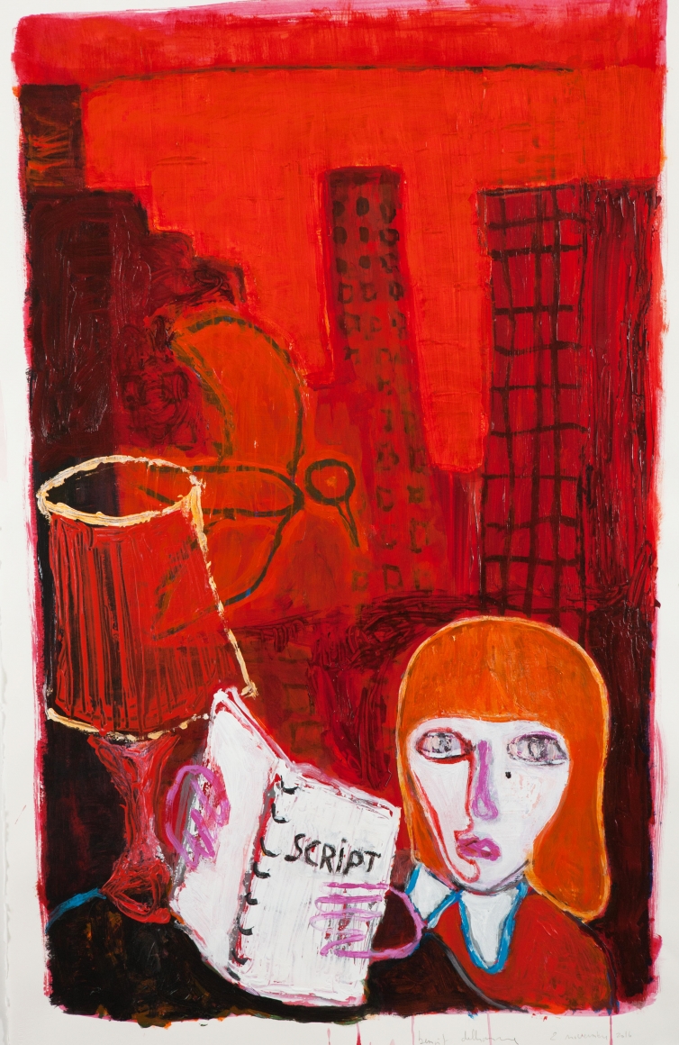 Painting of woman reading by Benoit Delhomme