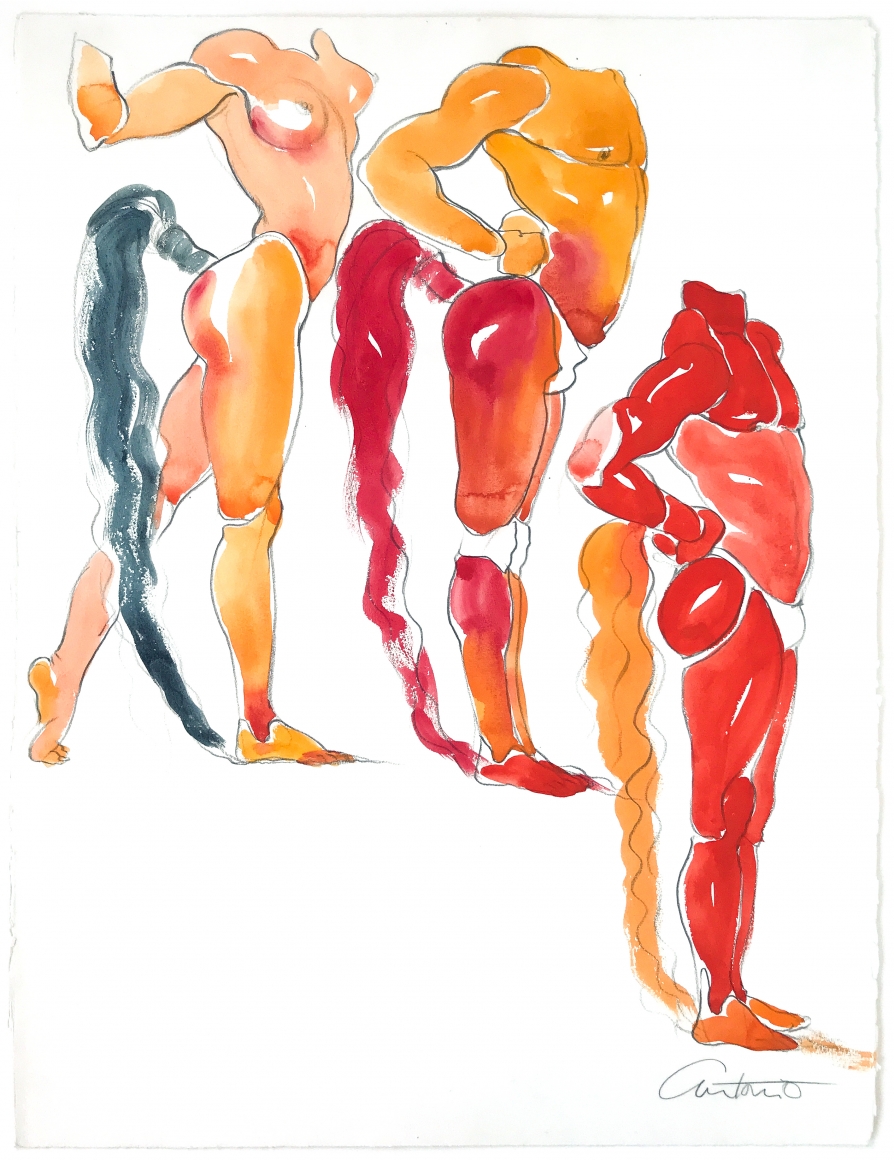 Drawing of three men by Antonio Lopez